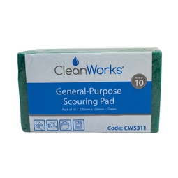 CleanWorks Coloured Contract Scouring Pads Green (Pack 10)
