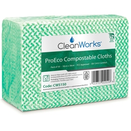 CleanWorks ProEco Compostable Cloths Green (Pack 50)