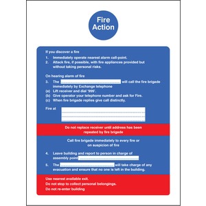 Fire Action Plan  - Self Adhesive Vinyl Sign