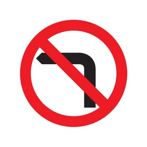 No Left Turn Safety Sign Rigid Plastic