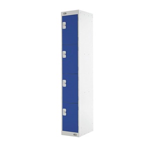 Locker 4 Door Grey, Blue Door 1800 x 300 x 450mm