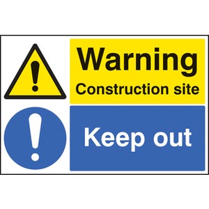 Warning Construction Site Keep Out Rigid Plastic Sign 400x600MM