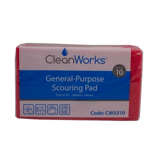 CleanWorks Coloured Contract Scouring Pads Red (Pack 10)