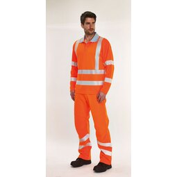 Leo Barricane Coolviz Plus Long Sleeve High-Visibility Polo Shirt - High-Visibility Orange