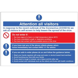 Attention All Visitors Covid-19 - Rigid Acrylic Desktop Sign