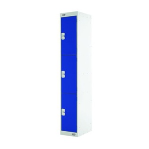 Locker 3 Door Grey, Blue Door 1800 x 300 x 300mm