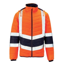 KeepSAFE High Visibility Two Tone Puffer Jacket Orange Navy