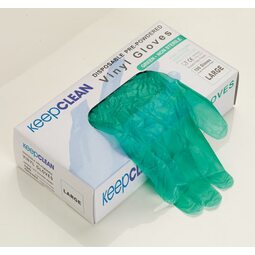 KeepCLEAN Vinyl Powdered Disposable Gloves Green Box 100
