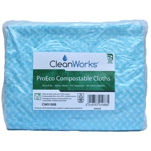 CleanWorks ProEco Compostable Cloths Blue (Pack 50)