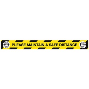Please Maintain A Safe distance - Floor Divide Anti-Slip Polycarbonate Floor Graphic