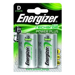Energizer Plus Power Rechargeable Battery Type D Pack 2