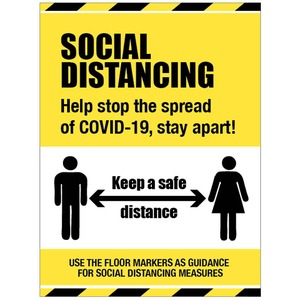 Social Distancing - Help Stop the Spread Keep a Safe Distance - Rigid Plastic Sign 300 x 400MM