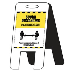 Social Distancing Help Stop the Spread Generic - 4mm Fluted Polypropylene Free Standing Sign 300x210MM