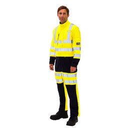 ProGarm Lightweight High Visibility Flame Resistant Anti-Static Electric Arc Coverall - Yellow/Navy - Reg Leg
