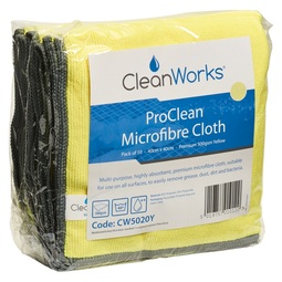 CleanWorks ProClean Microfibre Cloth Yellow  (Pack 10)