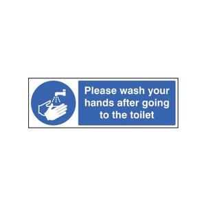 Please Wash Your Hands After Going to Toilet Safety Sign Rigid Plastic