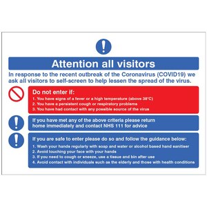 Attention All Visitors Covid-19 - Rigid Acrylic Desktop Sign
