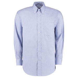 Kustom Kit Premium Mens Long Sleeved Oxford Shirt Light Blue
