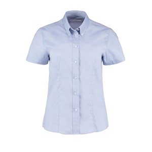 Kustom Kit Premium Women's Short Sleeved Oxford Shirt Light Blue