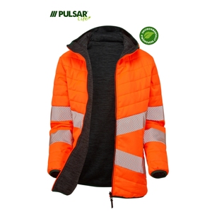PULSAR LIFE High-Visibility Womens Reversible Puffer Jacket Orange