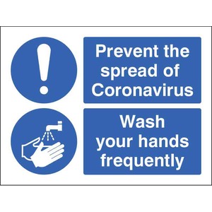 Prevent the Spread of Coronavirus - Wash Your Hands Frequently - Self Adhesive Vinyl Sign