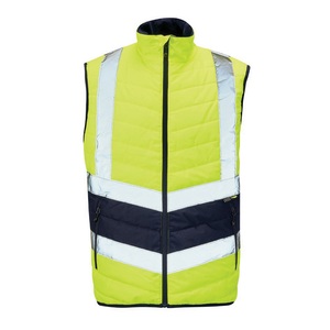 KeepSAFE High Visibility Two Tone Puffer Bodywarmer Yellow Navy