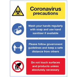 Coronavirus Precautions Generic - Rigid Plastic Sign 300x400MM