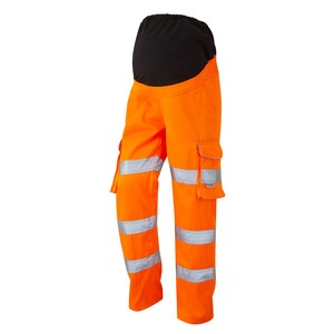 Leo Verity Women's Maternity Cargo Trousers  High Visibility Orange