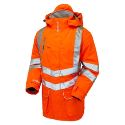 PULSAR PROTECT Rail Spec High Visibility Breathable Mesh Lined Storm Coat Orange