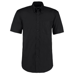Kustom Kit Premium Mens Short Sleeved Oxford Shirt Black
