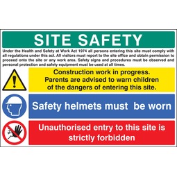 Site Safety - Construction Work in Progress Rigid Plastic Sign
