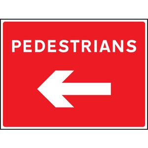 Pedestrians Arrow Left Non Reflective Site Traffic Sign