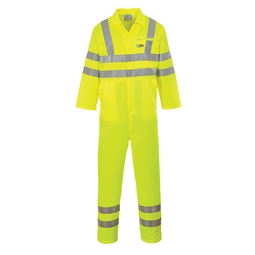 Portwest E042 High-Visibility Polycotton Coverall with Volker VSBW Logos Yellow