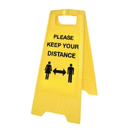 Please Keep Your Distance Generic - 4mm Fluted Polypropylene Free Standing Sign 300x210MM