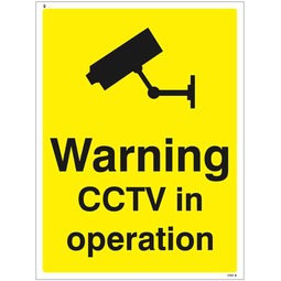 Warning CCTV in Operation  - Rigid Plastic Sign 250 x 300MM